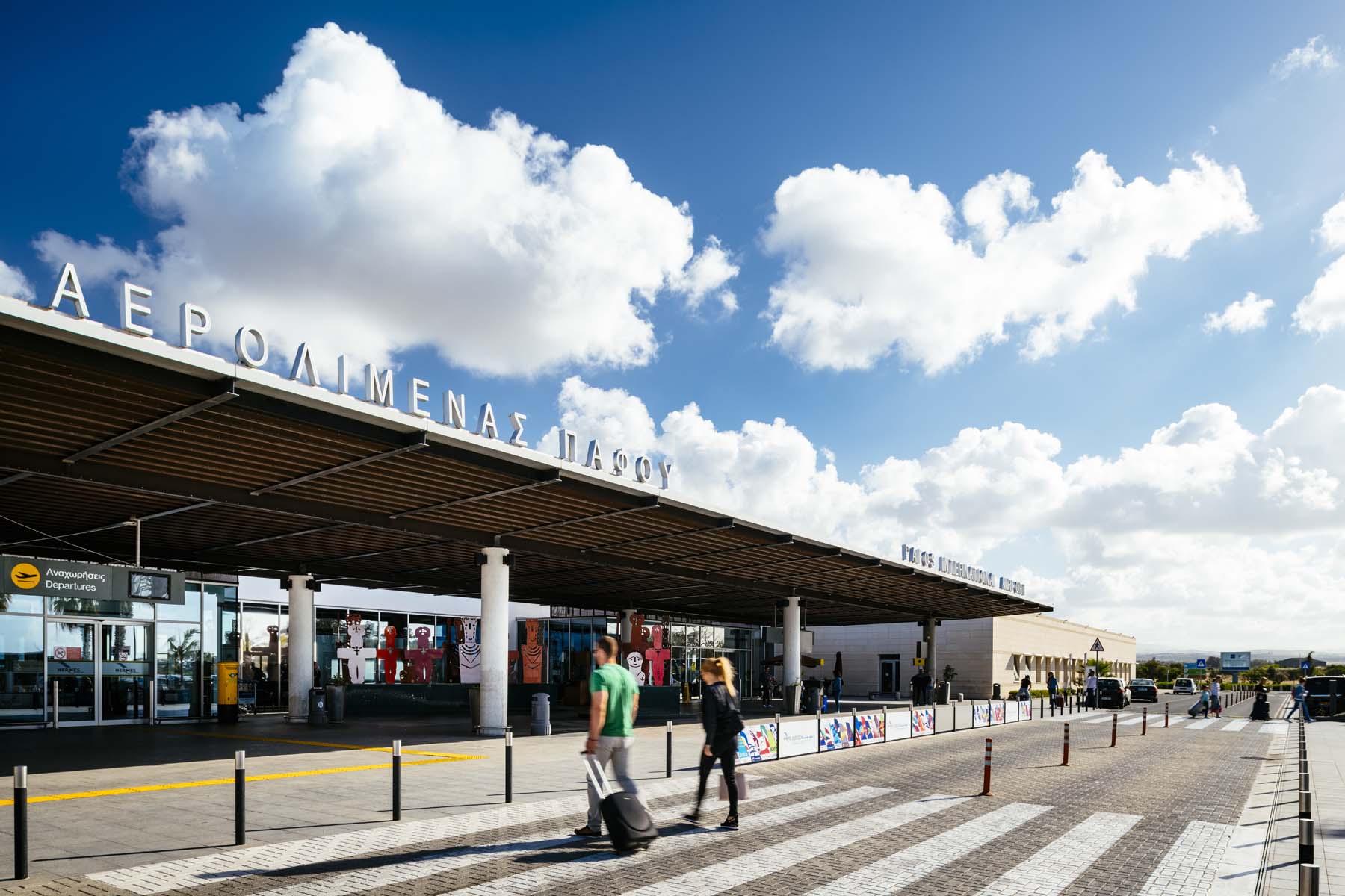 The Terminal entrance at Pafos International Airport.