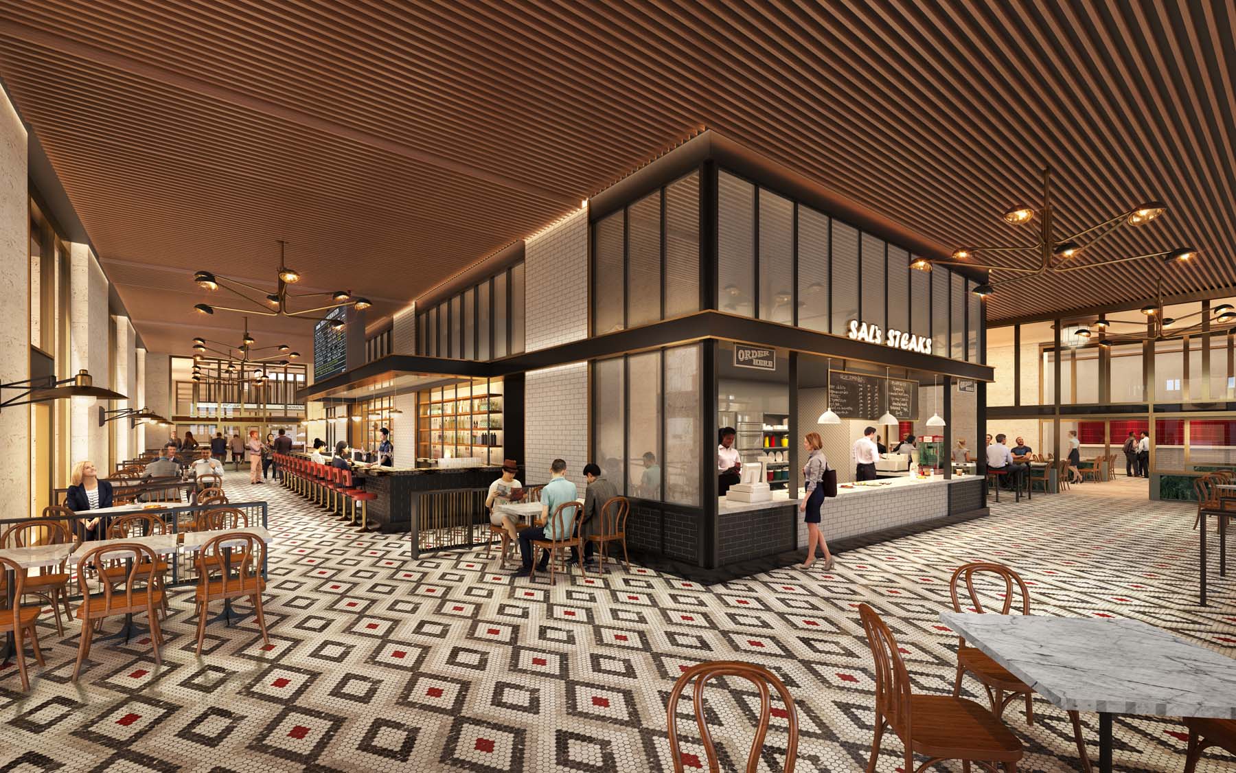 A rendering of the Philadelphia terminal Food Hall.