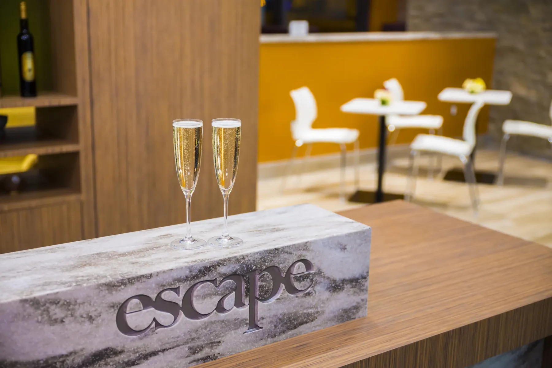 Escape lounge entrance with bubbly